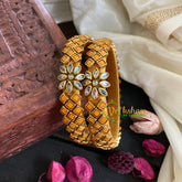 Kada Kundan Bangle -Yellow Matt-G4844
